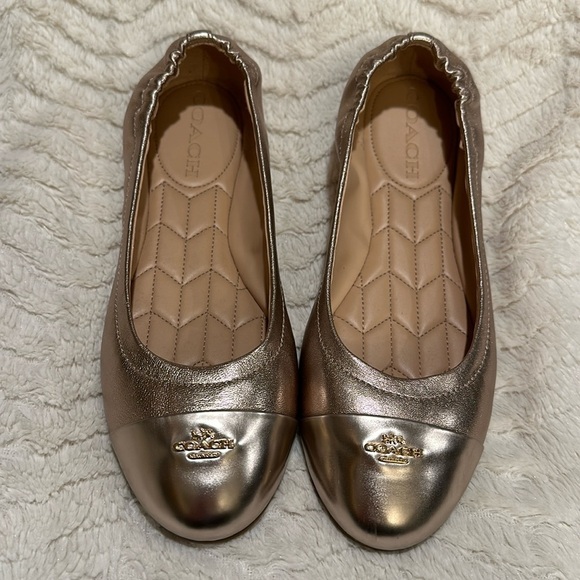 COACH Chelsea Leather Rose Gold Ballet Flats Shoes - never worn, size US 7B - Picture 2 of 8
